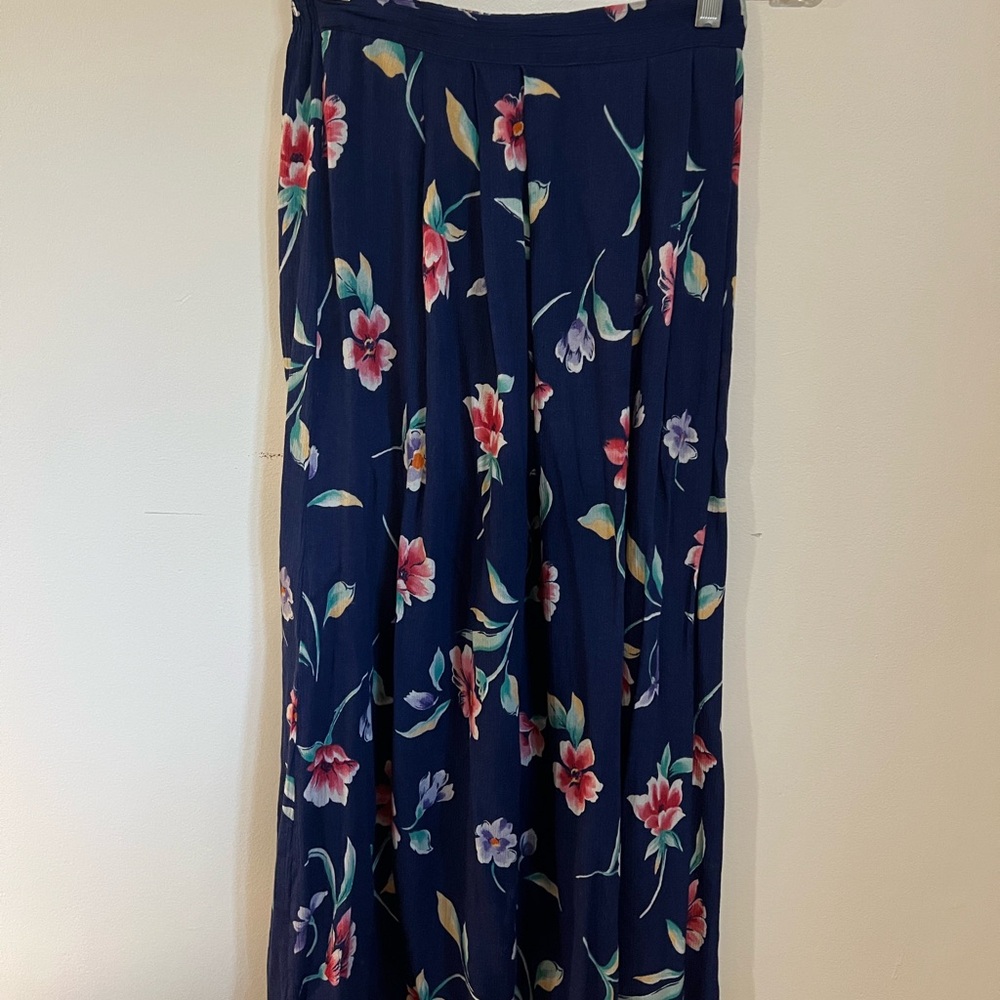 Floral Maxi Skirt in Navy